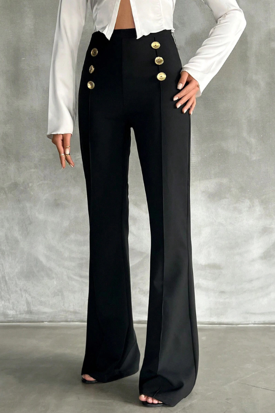 Pantalones acampanados decorativos de doble botonadura de SHEIN Tall Tall Talla 28