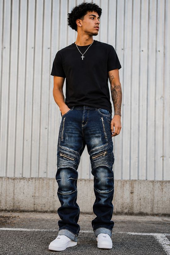 Men’s Ribbed Distressed Skinny Jeans