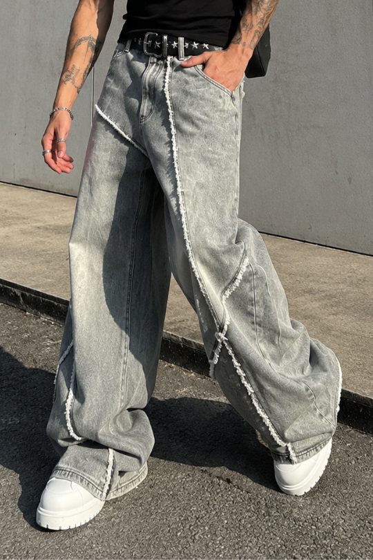 Men’s Rebel Wide-Leg Distressed Jeans