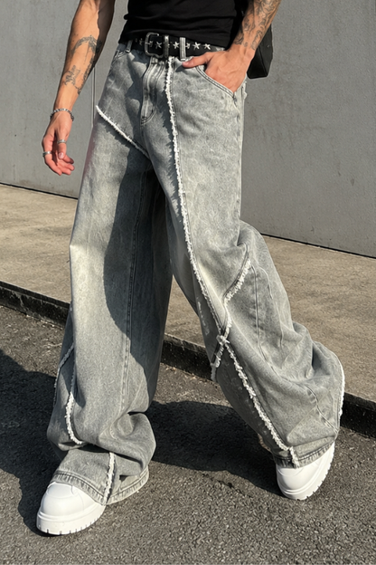 Men’s Rebel Wide-Leg Distressed Jeans