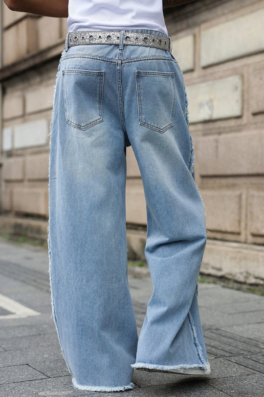 Men’s Rebel Wide-Leg Distressed Jeans