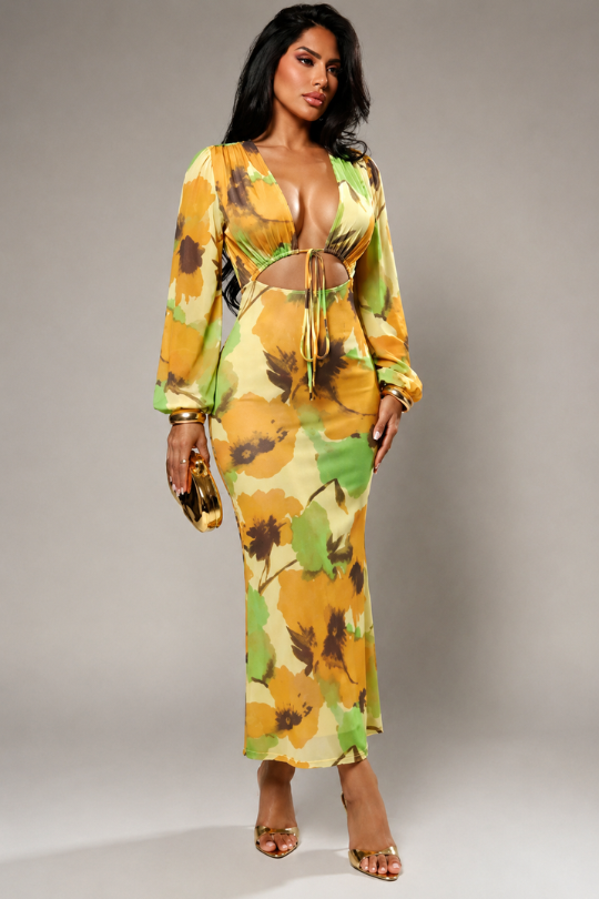 Women’s Love Story Floral Mesh Maxi Dress