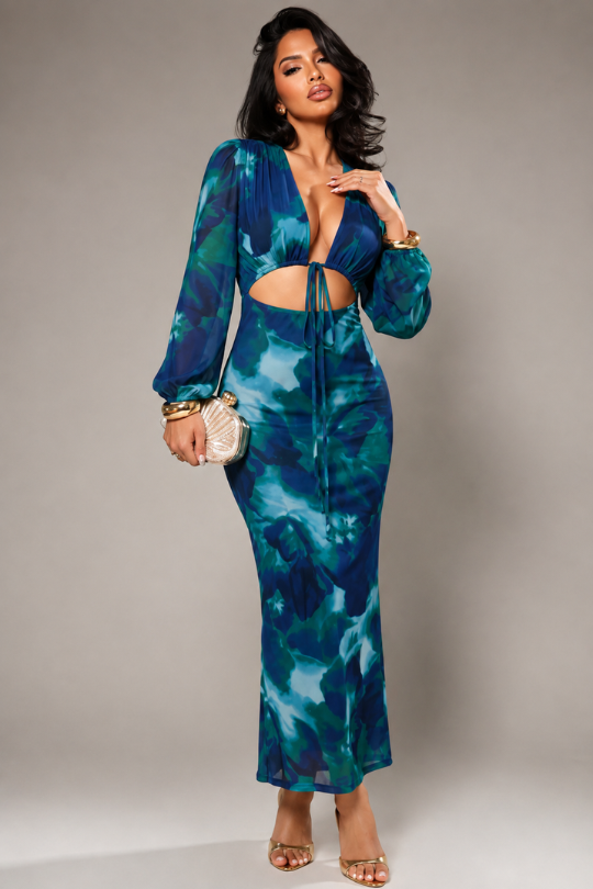 Women’s Love Story Floral Mesh Maxi Dress