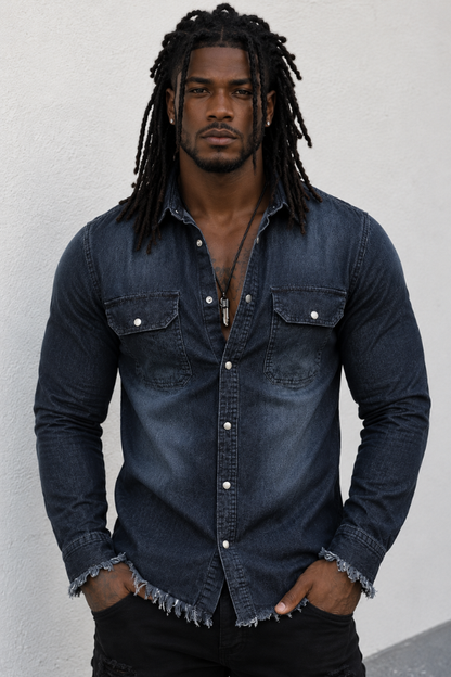 Men’s Raw Intent Frayed Denim Shirt