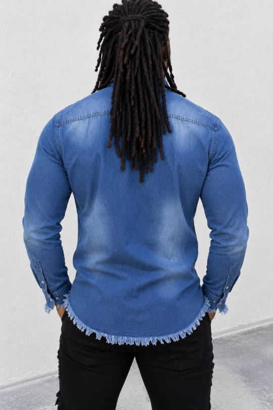 Men’s Raw Intent Frayed Denim Shirt