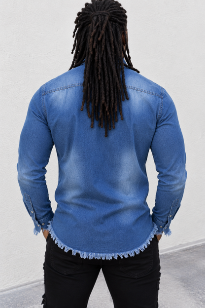 Men’s Raw Intent Frayed Denim Shirt