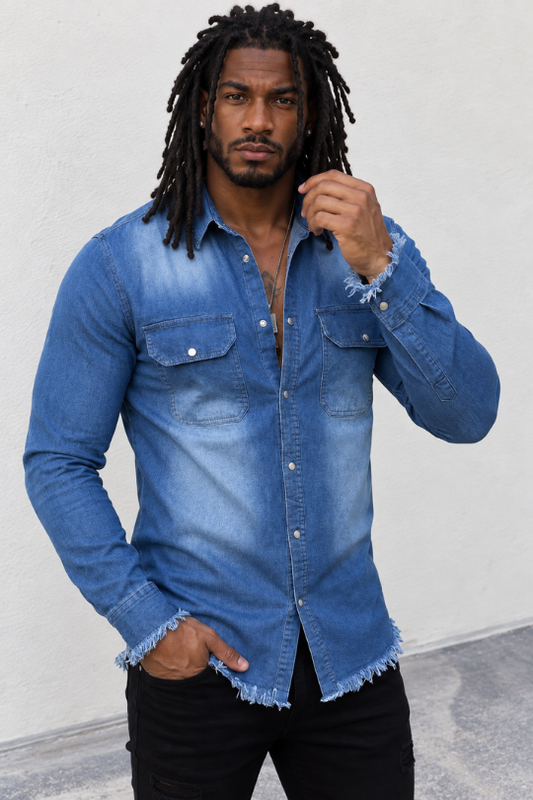 Men’s Raw Intent Frayed Denim Shirt