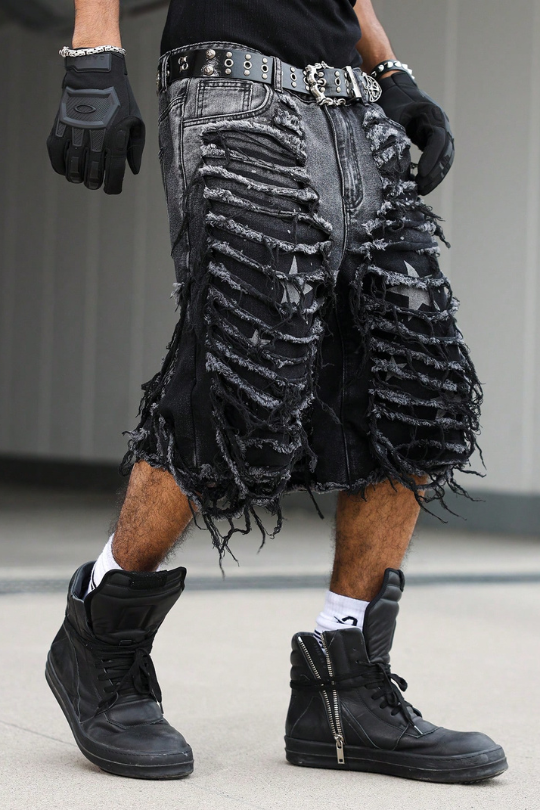 Men’s Havoc Ripped Wide-Leg Denim Shorts