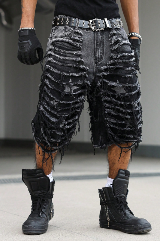 Men’s Havoc Ripped Wide-Leg Denim Shorts