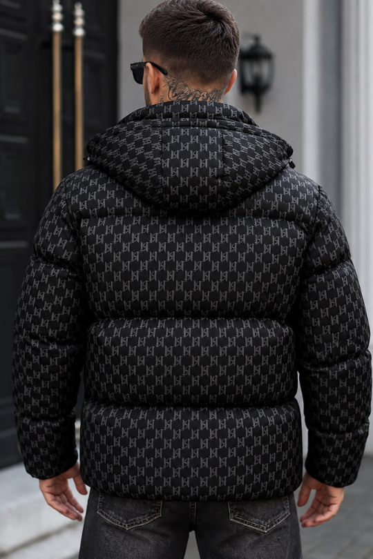 Men’s Blackout Studded Puffer Coat