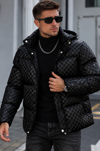 Men’s Blackout Studded Puffer Coat