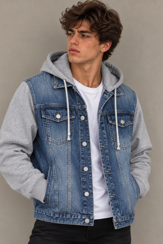 Men’s Double Take Hooded Denim Jacket