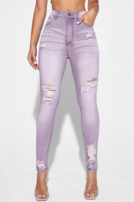 Curvy High Waist Ripped Skinny Jeans