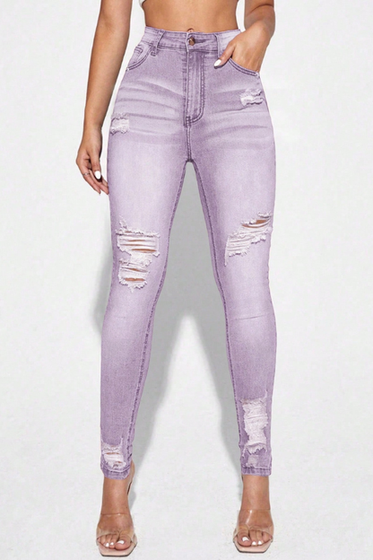 Curvy High Waist Ripped Skinny Jeans