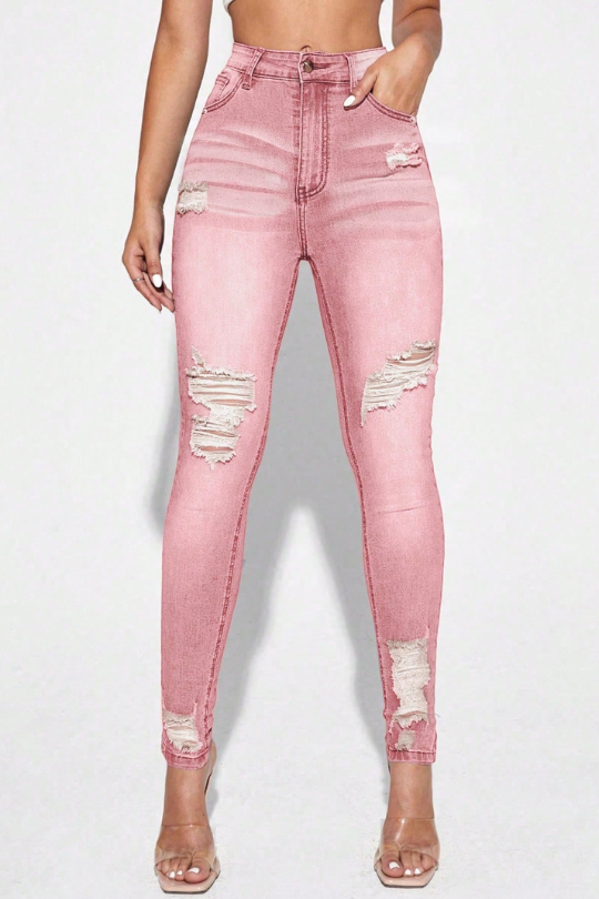 Curvy High Waist Ripped Skinny Jeans