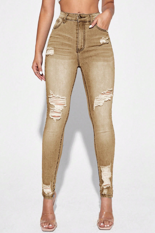 Curvy High Waist Ripped Skinny Jeans