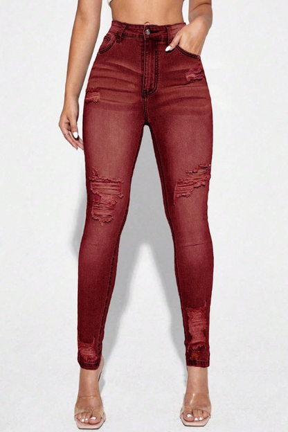 Curvy High Waist Ripped Skinny Jeans
