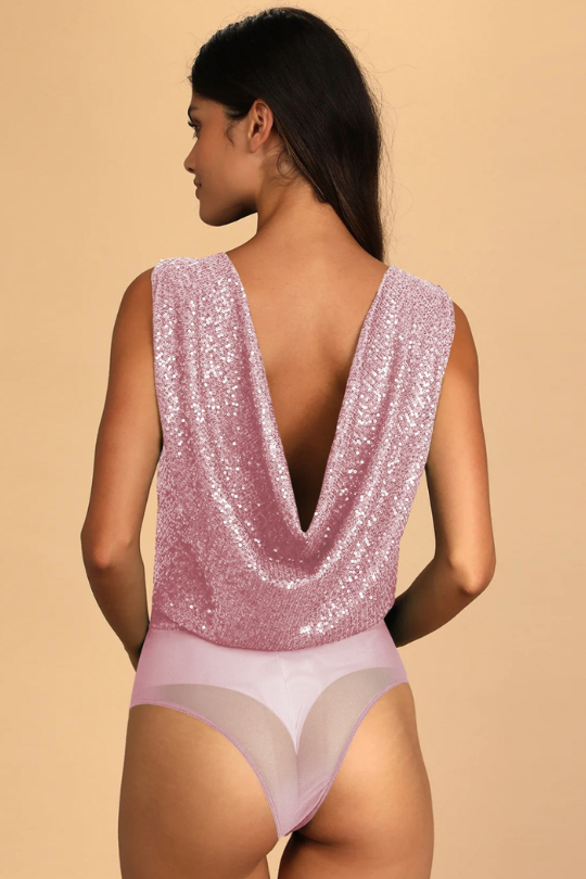 Body de lentejuelas sin mangas para mujer
