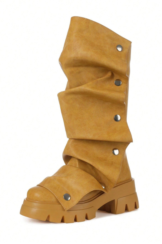 Women's Mid Y2K Platform Heels Ruch Boots