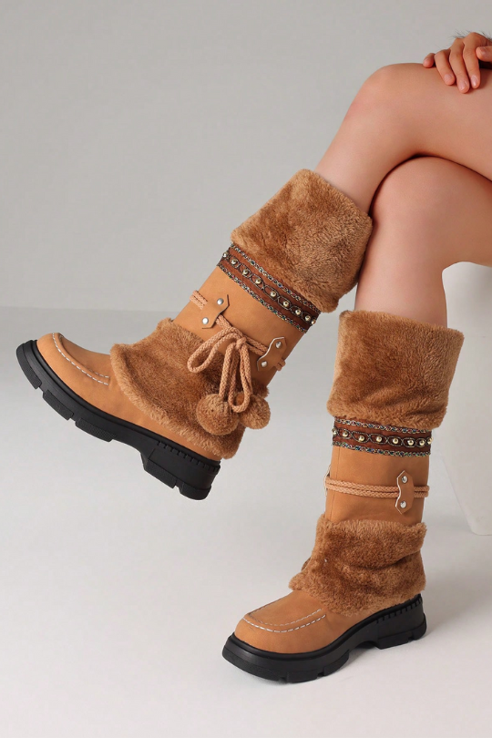 Women's Winter Furry Pompom Snow Boots