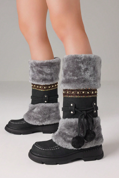 Women's Winter Furry Pompom Snow Boots