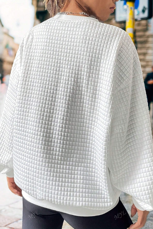 Casual Pumpkin Printed Waffle Sweatshirt