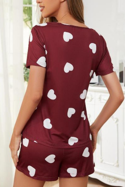 Heart Shaped Top and Shorts Pajama Set