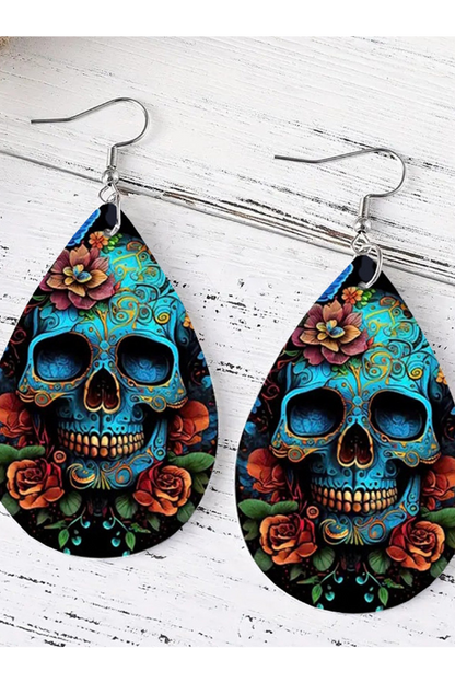 Turquoise Skull Gothic Style Earrings