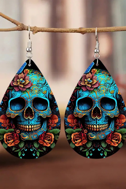 Turquoise Skull Gothic Style Earrings