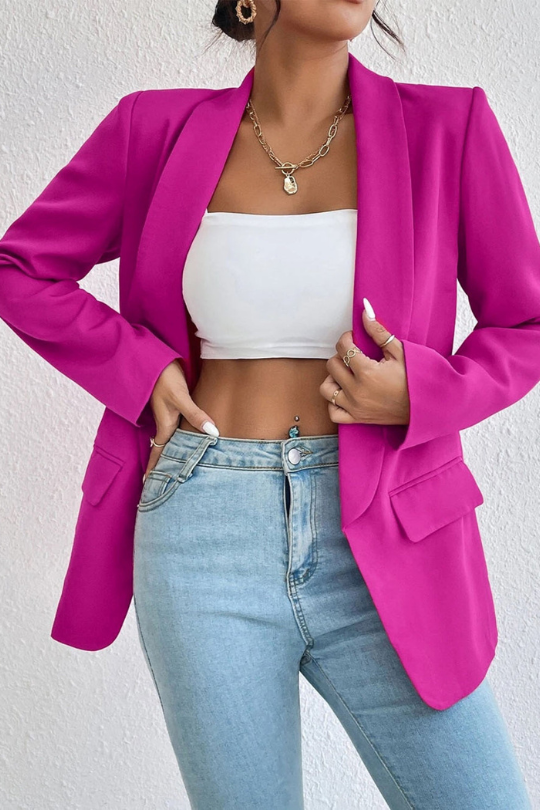 Square Shoulder Long Sleeve Blazer