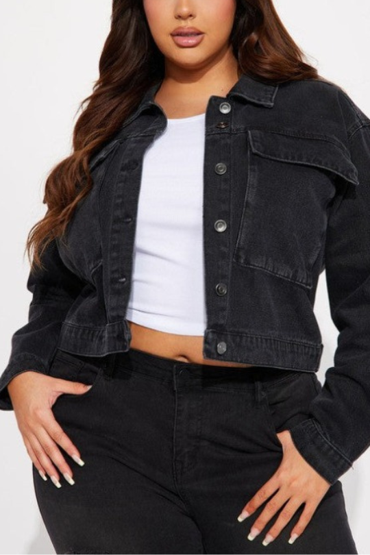 Women's Classic Black Jean Jacket