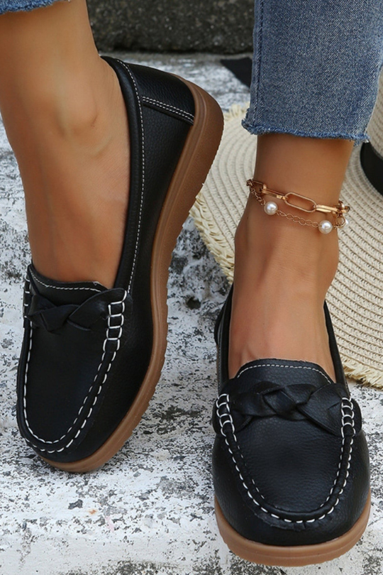 Classic Braid Wedge Heeled Loafers