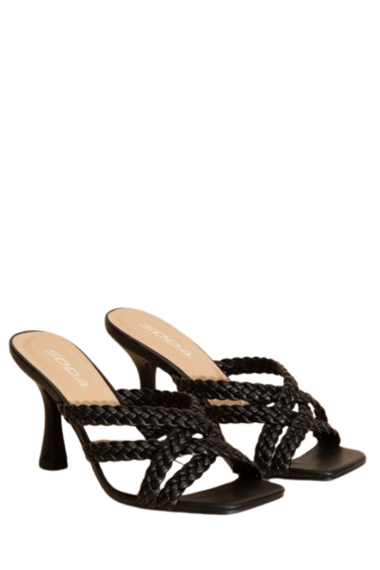 Lena Double Cross Braided Heels