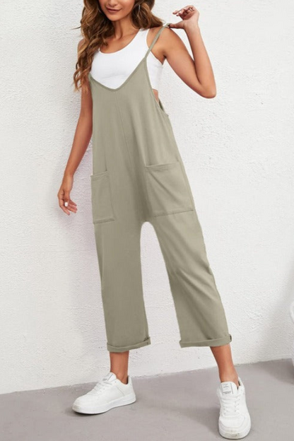 Adjustable Spaghetti Strap Straight Leg Jumpsuit