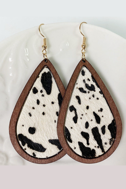 Teardrop Shape Wooden Dangle Earrings