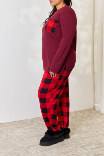 Women's Plaid Top and Bottom Pajama Set