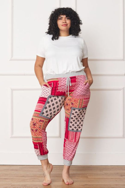 Plus Size Quilted Print Lounge Pants