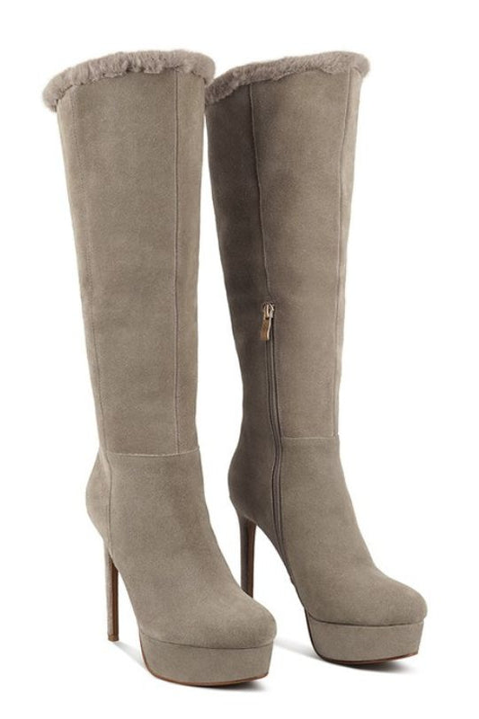 Convertible Shearling Stiletto Boots