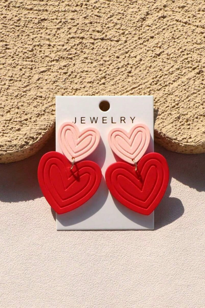 Valentine's Day Pink Textured Heart Acrylic Earrings