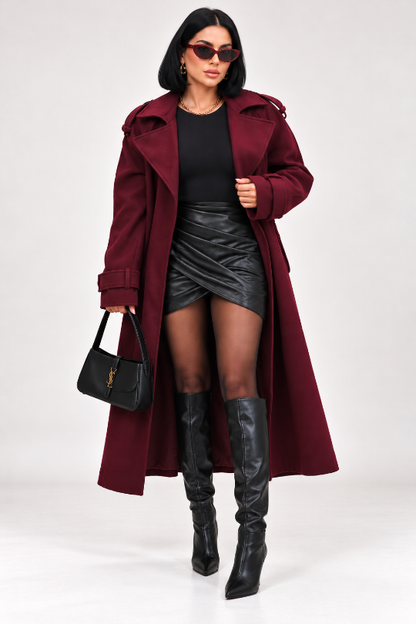 Women’s Bordeaux Affair Belted Trench Coat