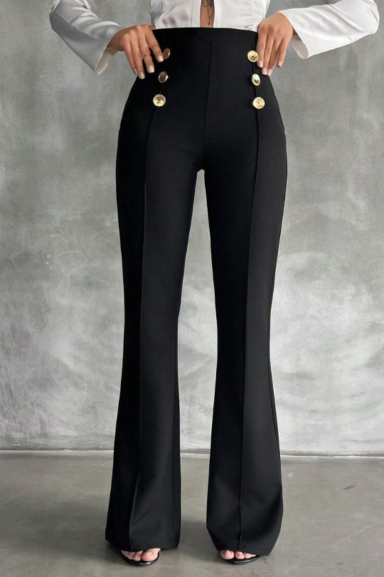 Pantalones acampanados decorativos de doble botonadura de SHEIN Tall Tall Talla 28