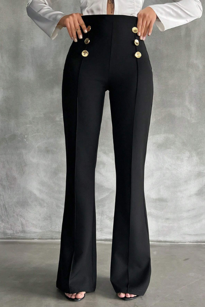 Pantalones acampanados decorativos de doble botonadura de SHEIN Tall Tall Talla 28