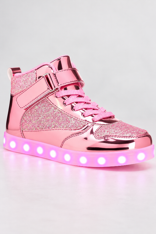 Women’s Flash Mode LED Glitter High-Top Sneakers