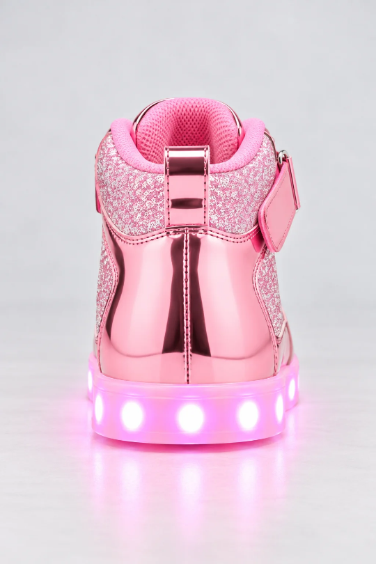 Women’s Flash Mode LED Glitter High-Top Sneakers
