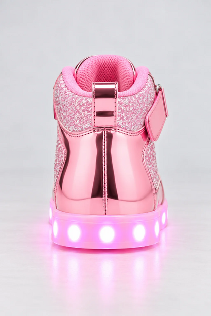 Women’s Flash Mode LED Glitter High-Top Sneakers