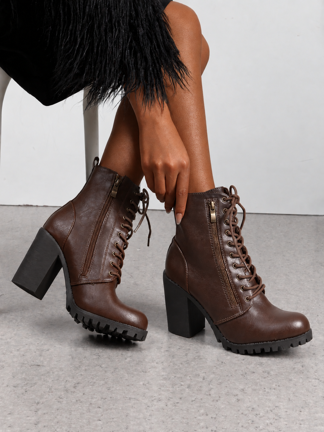 Women’s Leather Power Step Pointed-Toe Combat Boots