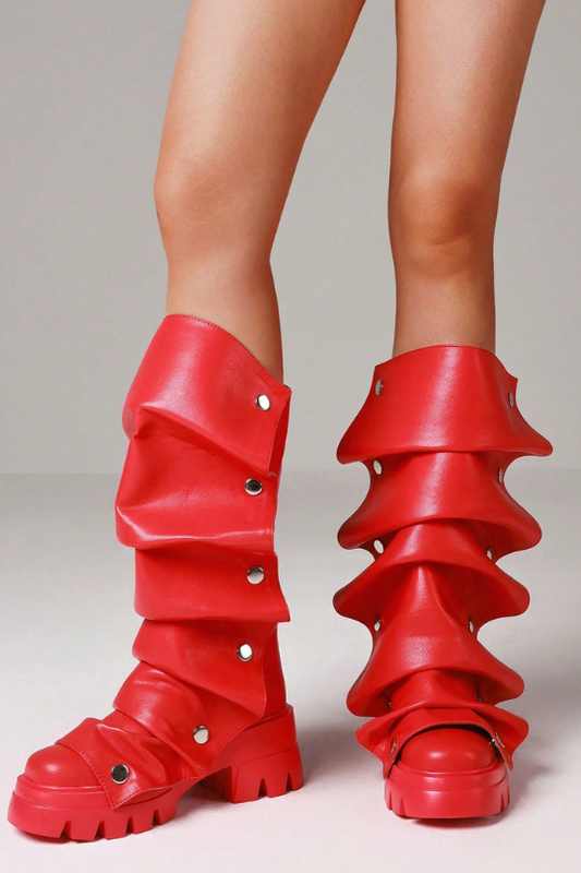 Women's Mid Y2K Platform Heels Ruch Boots