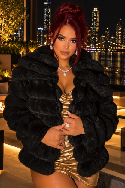 Women's Plush Winter Baby Doll Faux Fur Coat