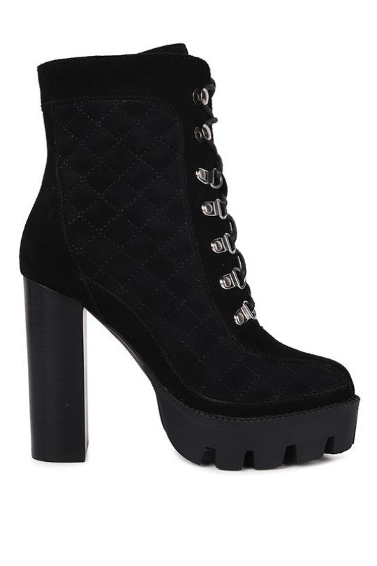 Women's Quilted Fine Suede Ankle Boots