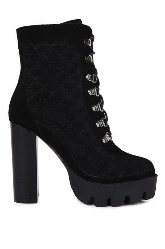 Women's Quilted Fine Suede Ankle Boots